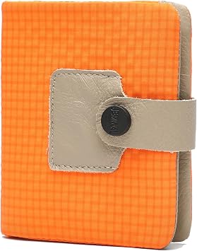 JEMINAL Slim Vertical Wallet Bright Textured Outdoor Travel Soft Light Weight Leather Buckle Bifold Wallet with Multiple Card Slots Ultra Strong Stitching Gifts for Men Women Him Her A-Bright Orange