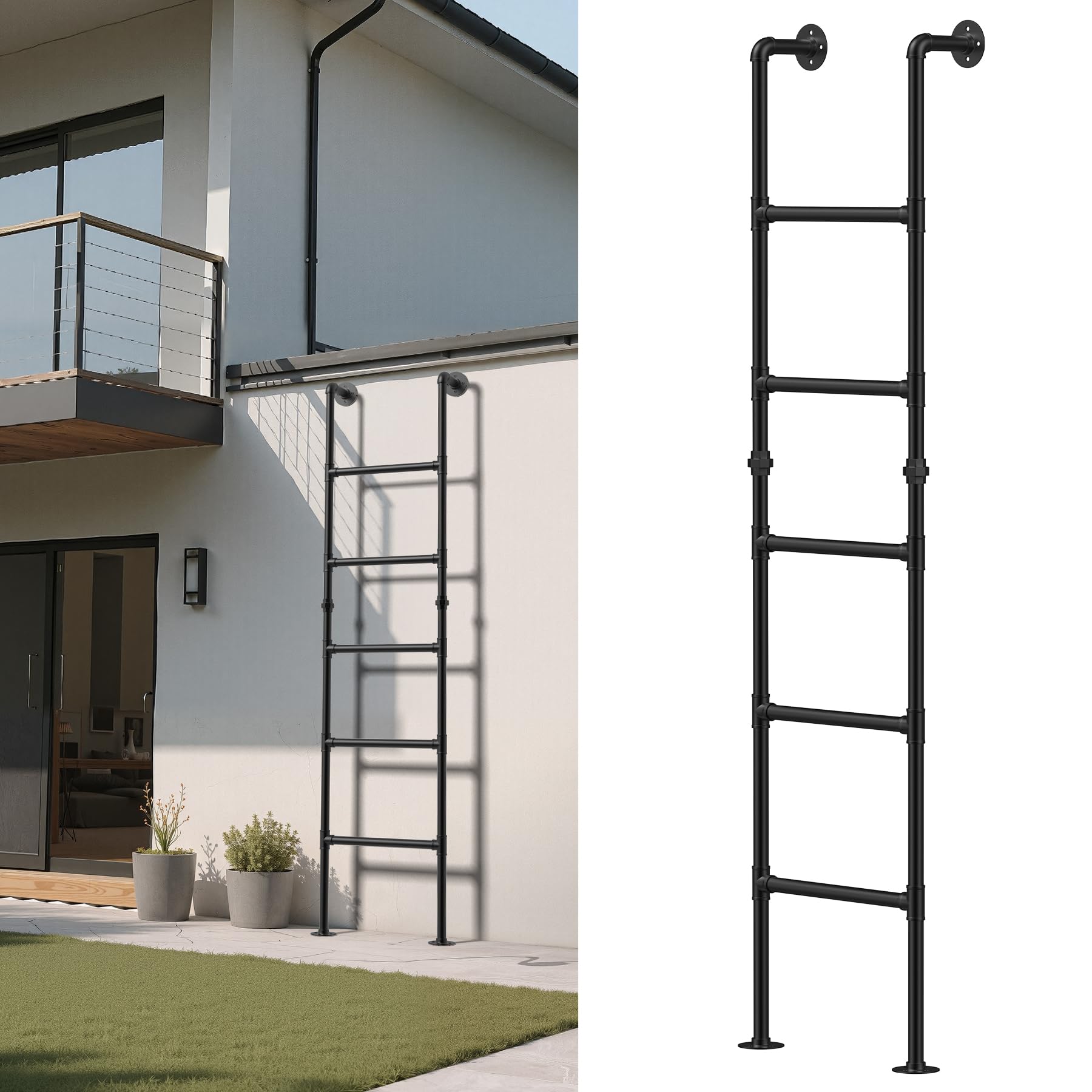 5.6FT Heavy Duty RV Bunk Bed Ladder, 5 Rung 355lbs Capacity Anti-Slip