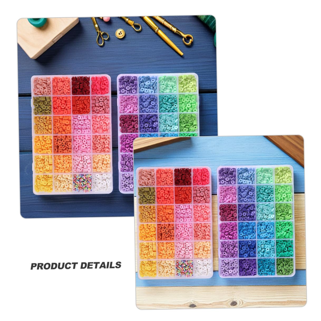 SHINEOFI Kit Perline di Argilla Polimerica Colorate per Creazione Gioielli Set Scatola di Conservazione Perline Piatte e Grandi per Braccialetti Fai da Te
