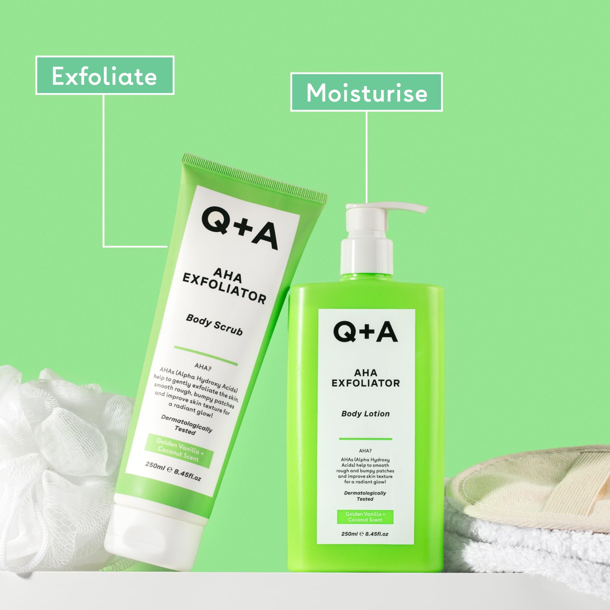 Q+A Exfoliante Corporal AHA 250 ml Ácido Láctico Glicólico