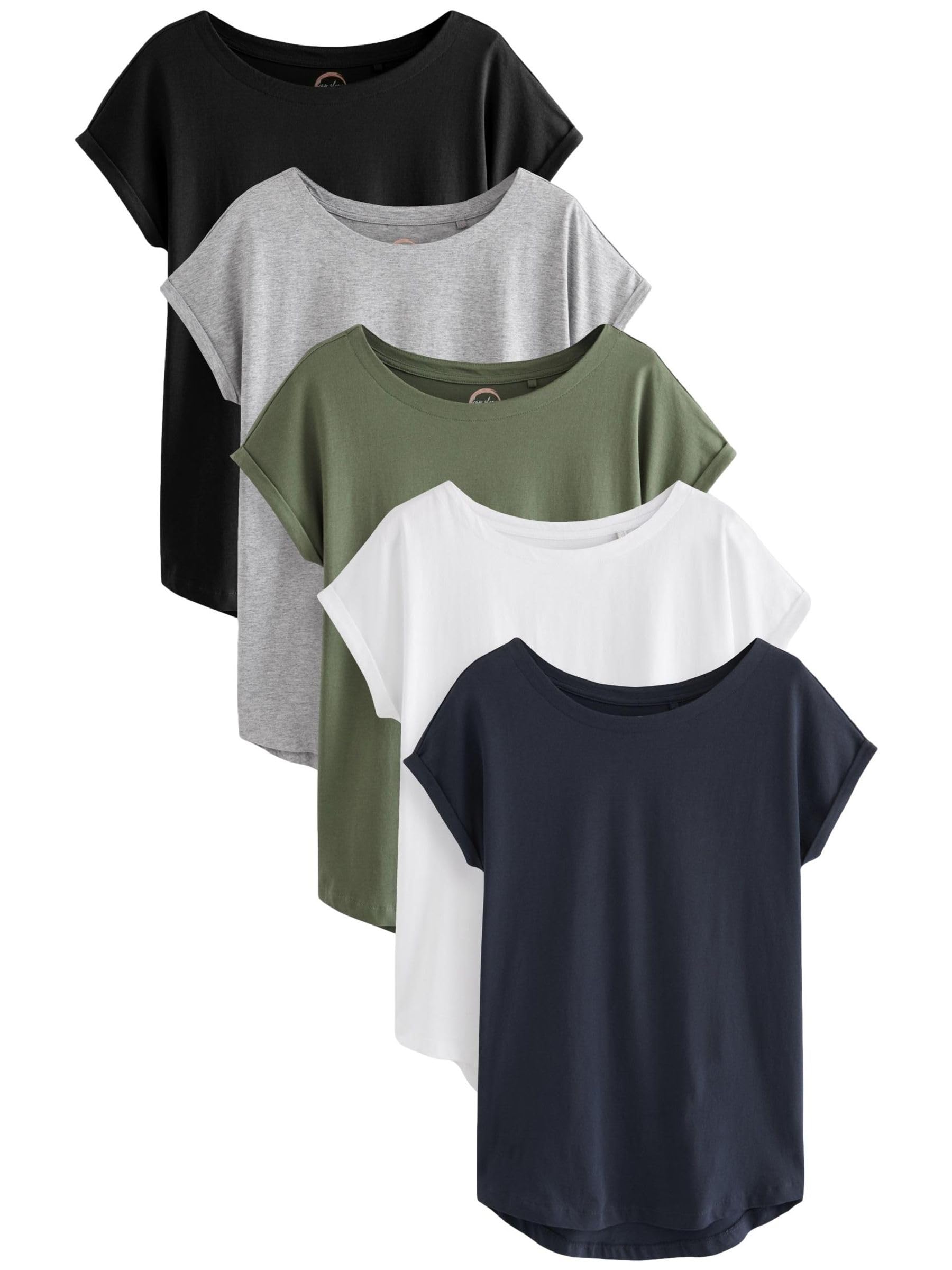 NEXT Damen 5er-Pack T-Shirts mit Flügelärmeln
