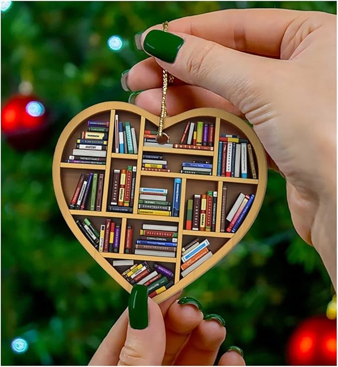 2023 New Ceramic Book Lovers Heart Ornament, Durable