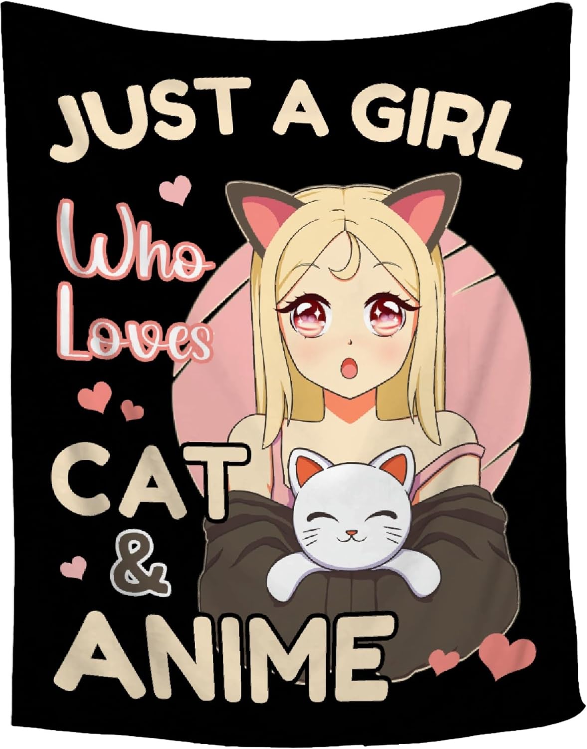 Khumbhira Anime Blanket for Girls Cat Blanket Lightweight Flannel 40x50 | Just A Girl Who Loves Anime Cat Blanket Anime Gift for Women Girls Throw Blankets for Couch Bed Sofa Decor Birthday