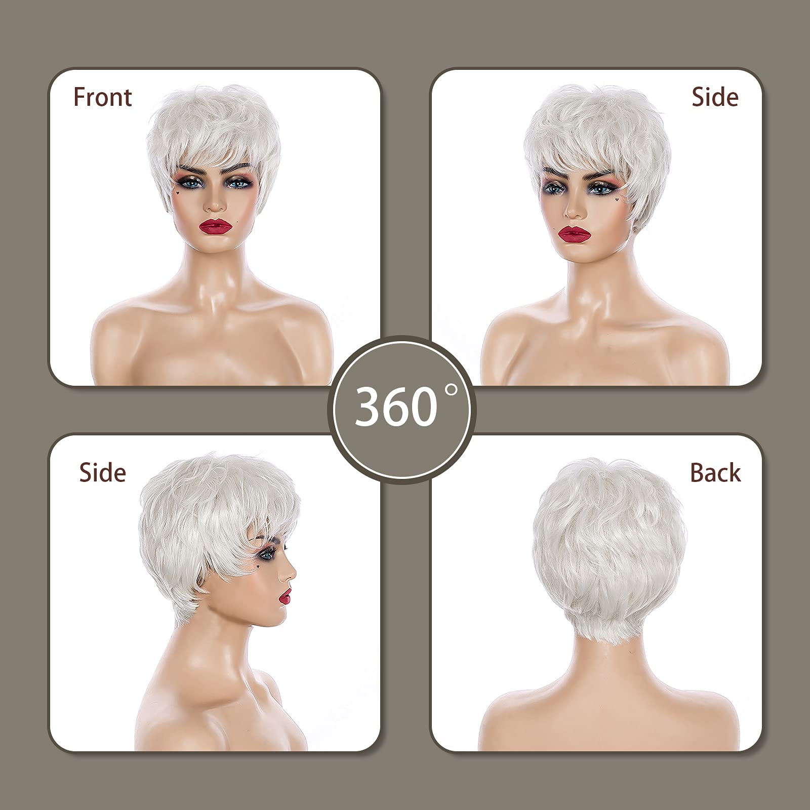 Amazon.co.jp: 女性用6インチショートホワイトウィッグ