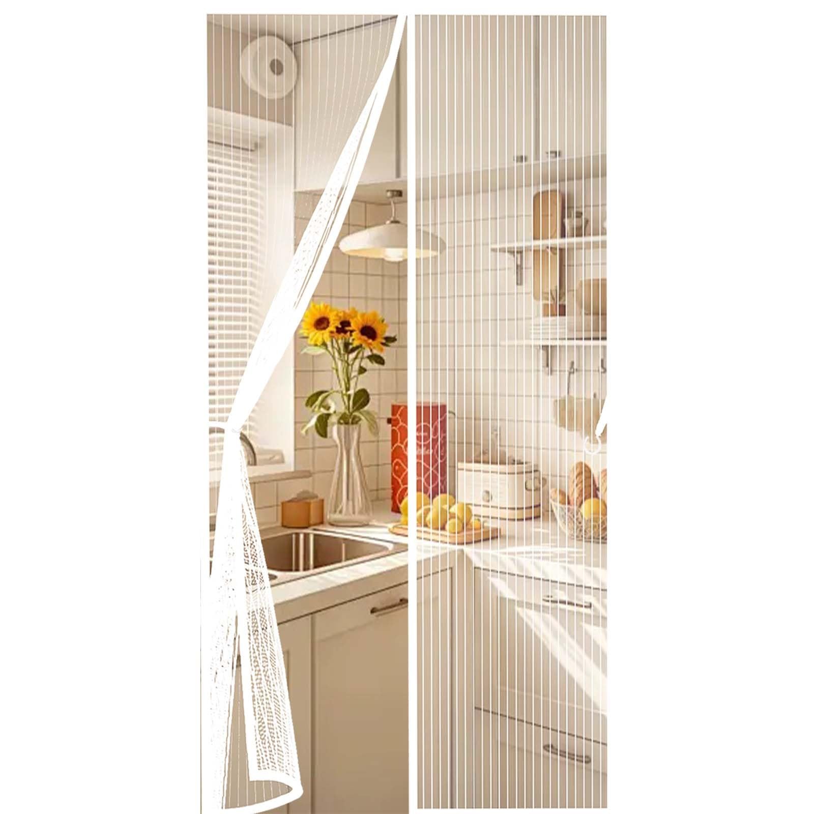 Magnetic Fly Screen Door 100x210cm(WidthxHigh) Durable, Keeps Bugs Out, Kid and Pet Friendly Magnet Fly Screen Door Insect Protection Hundreds of Sizes, Lets Fresh Air in, White