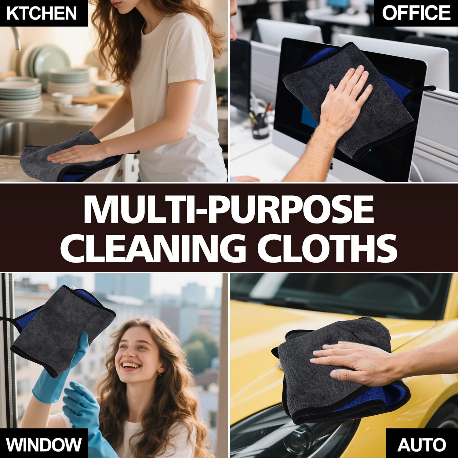 Professional Microfiber Cleaning Cloth, 2 Pack, 23"x 11" Extra Large
