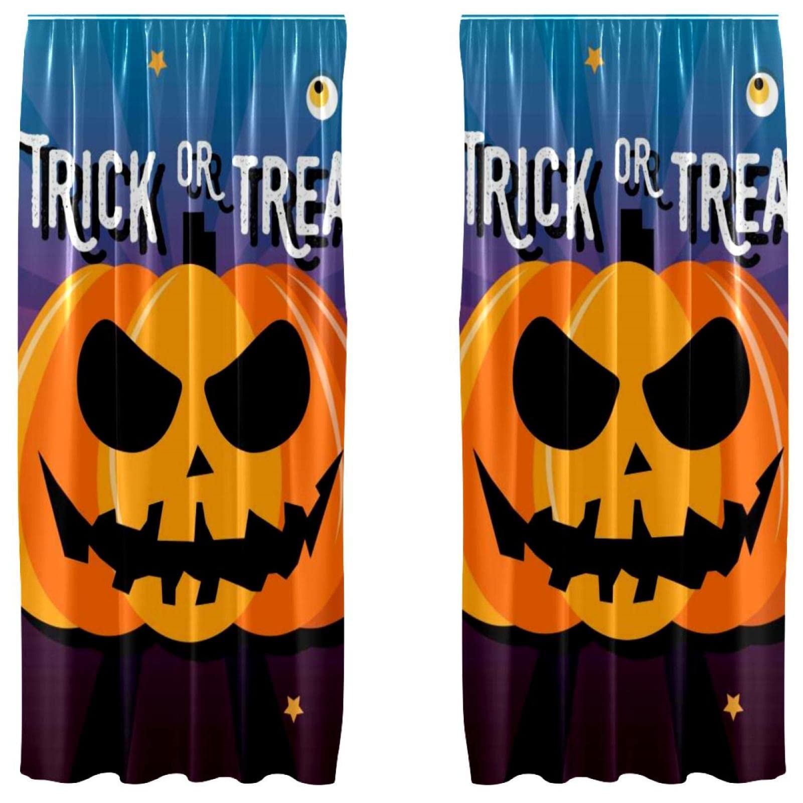 Rideaux occultants citrouille pour salon cocooning Halloween