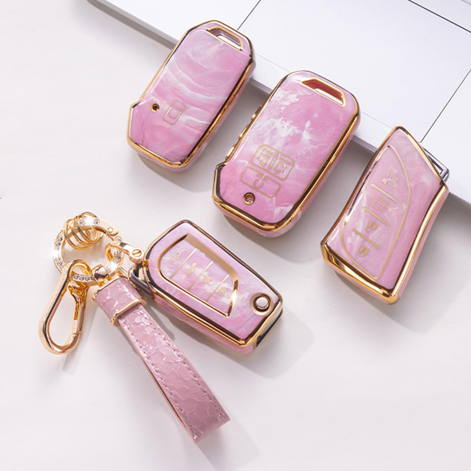 YILINXI Key Fob Cover With Bling Cute Cat Clip Keychain& Push To Start Button Ring, Car Key Shell Compatible With Hyundai Elantra Ioniq Sonata Tucson - View #7