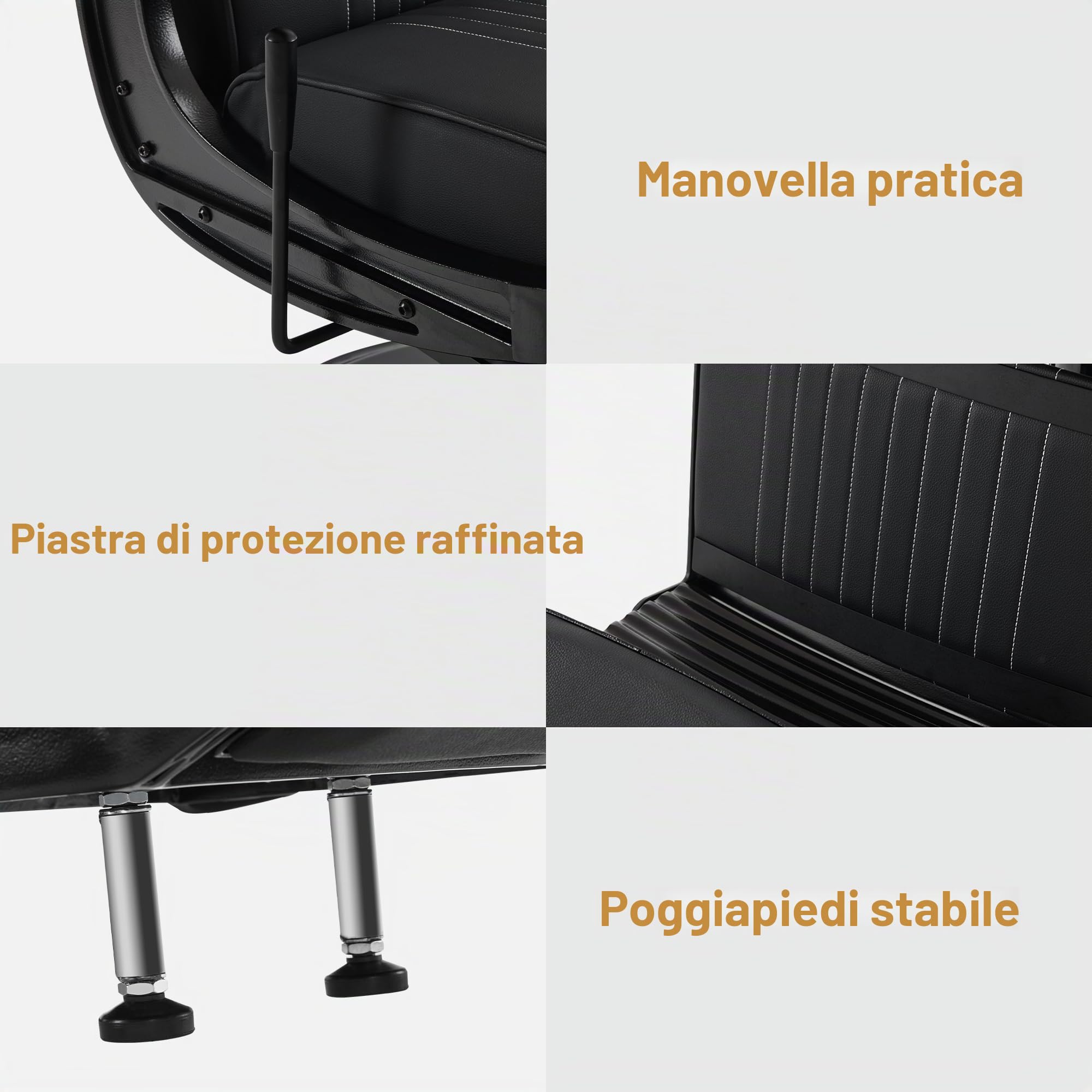Barberpub Sedia da parrucchiere 3822 (nero)