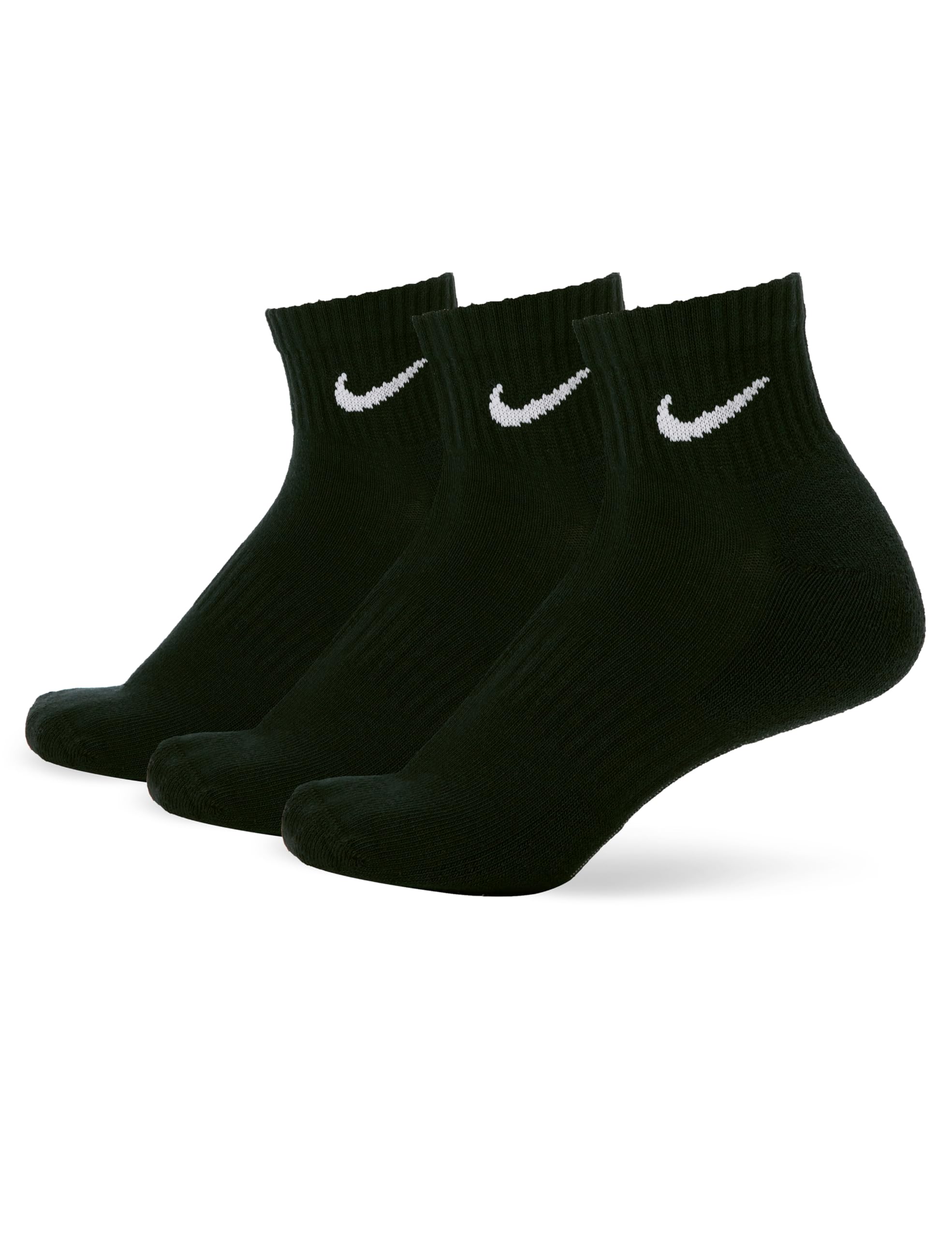 Nike Unisex Everyday Cushioned Training Ankle Socks (3 Pairs) in black and white | Mubboo