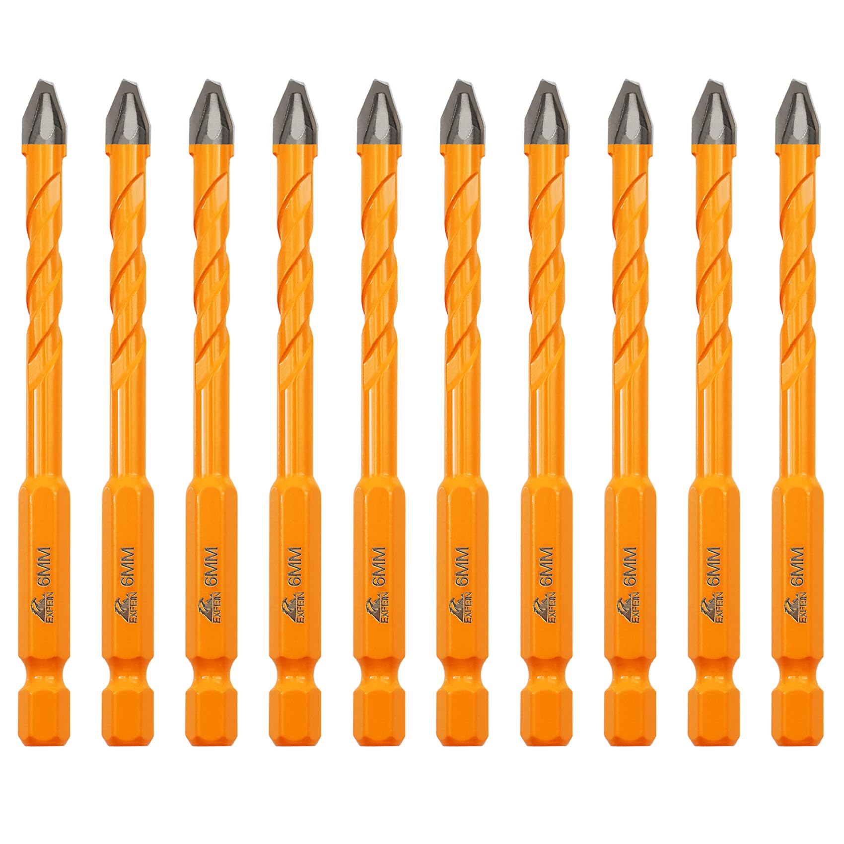 EXFEIN Carbide Drill Bits 6mm 10pcs for Drilling Ceramic Porcelain Tile Marble Granite Masonry
