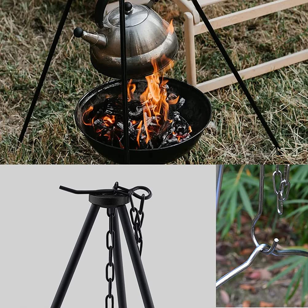 Jas Campfire Cooking Tripod - Verstelbare Hangende Camping Tripod Voor Koken Kleding Drogen Pot Roast Grillen Buiten Picknick Camping Bbq Koken Hanger Met Opbergzak