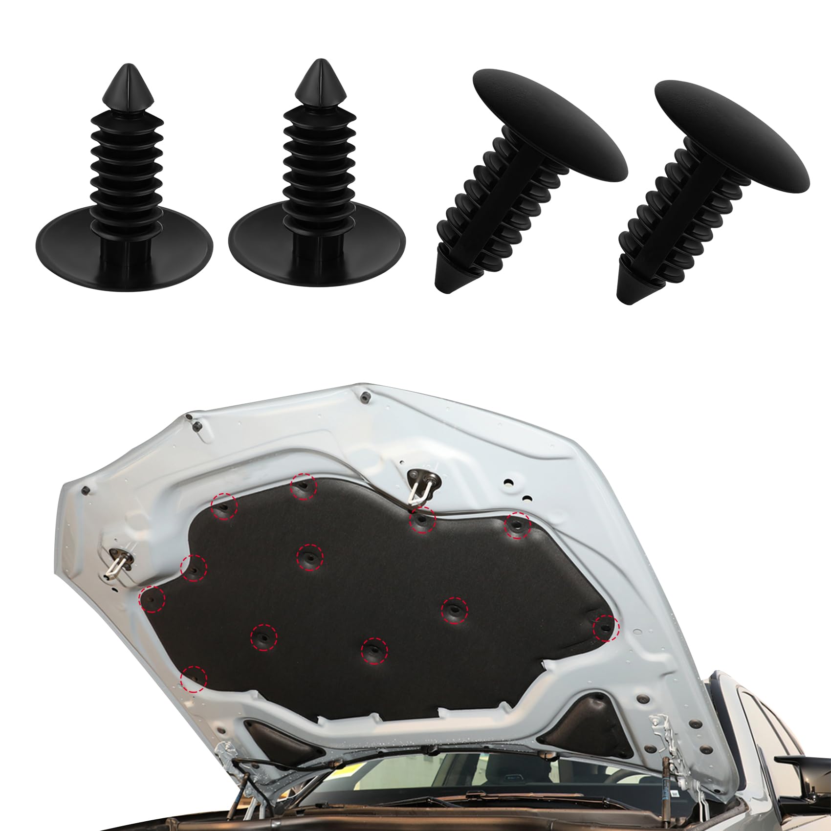 4PCS Car Bumper Plug, Car Clips Fasteners, Fender& Bumper Shield Retainer, Universal Bumper Shield Fender Liner Push Pin Retainer Clips Car Accessories for 7mm Rivets Car Plate Hole