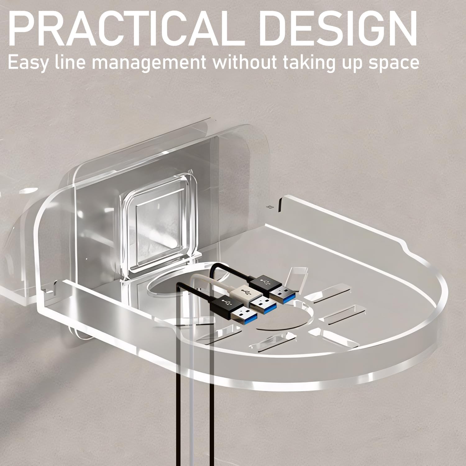 2 x Camera Wall Shelves, Small Floating Shelf, Universal Mount for Indoor (Transparent)