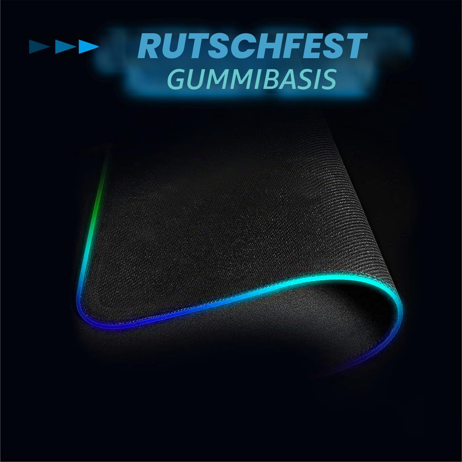 Großes Gaming Mauspad RGB XXXL (900x400 mm) + Hub mit 4 USB Ports inklusive | 12 Hintergrundbeleuchtungsmodi | Rutschfester Gummi Boden | Beleuchtetes LED Ergonomisches Gaming Mouse pad für PC