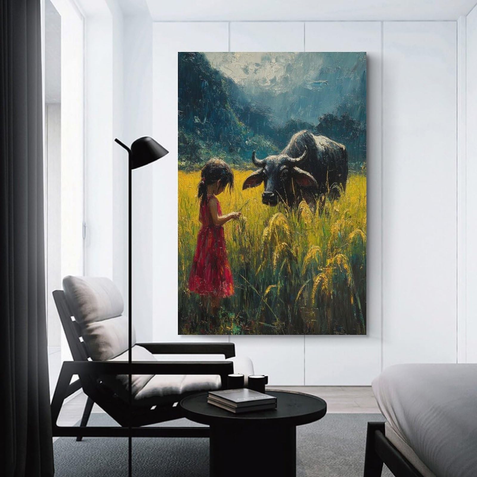 Junmoney Girls Unframe-Style-19 And Water Buffalo Room Decor Wall Art, 20X30inch(50X75cm), For Living Room, Bedroom, Office Or Hallway, Decorative Artwork With Broad Appeal