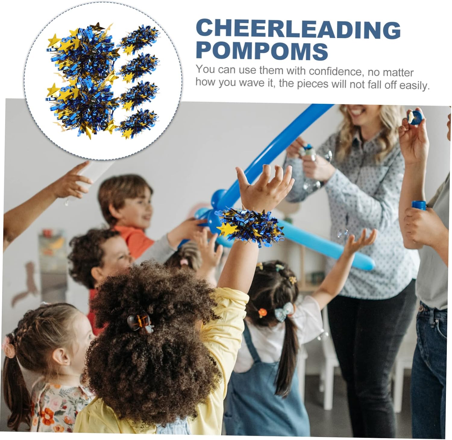 BESPORTBLE 12 Pcs Cheerleading Balls Glitter Foil Cheer Pom Poms Cheering Hand Flower Cheering Squad Pompoms Cheer