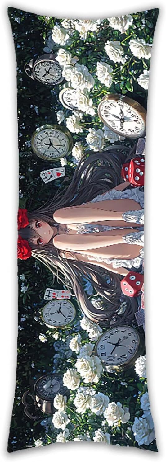 Anime Girl Body Pillow Cover, 50x135cm Long Pillowcase with Zipper Closure, Rectangle Pillow Case, Velvet Long Bolster Pillowcase Pregnancy Maternity Nursing Back and Neck Support Cushion Covers n-135