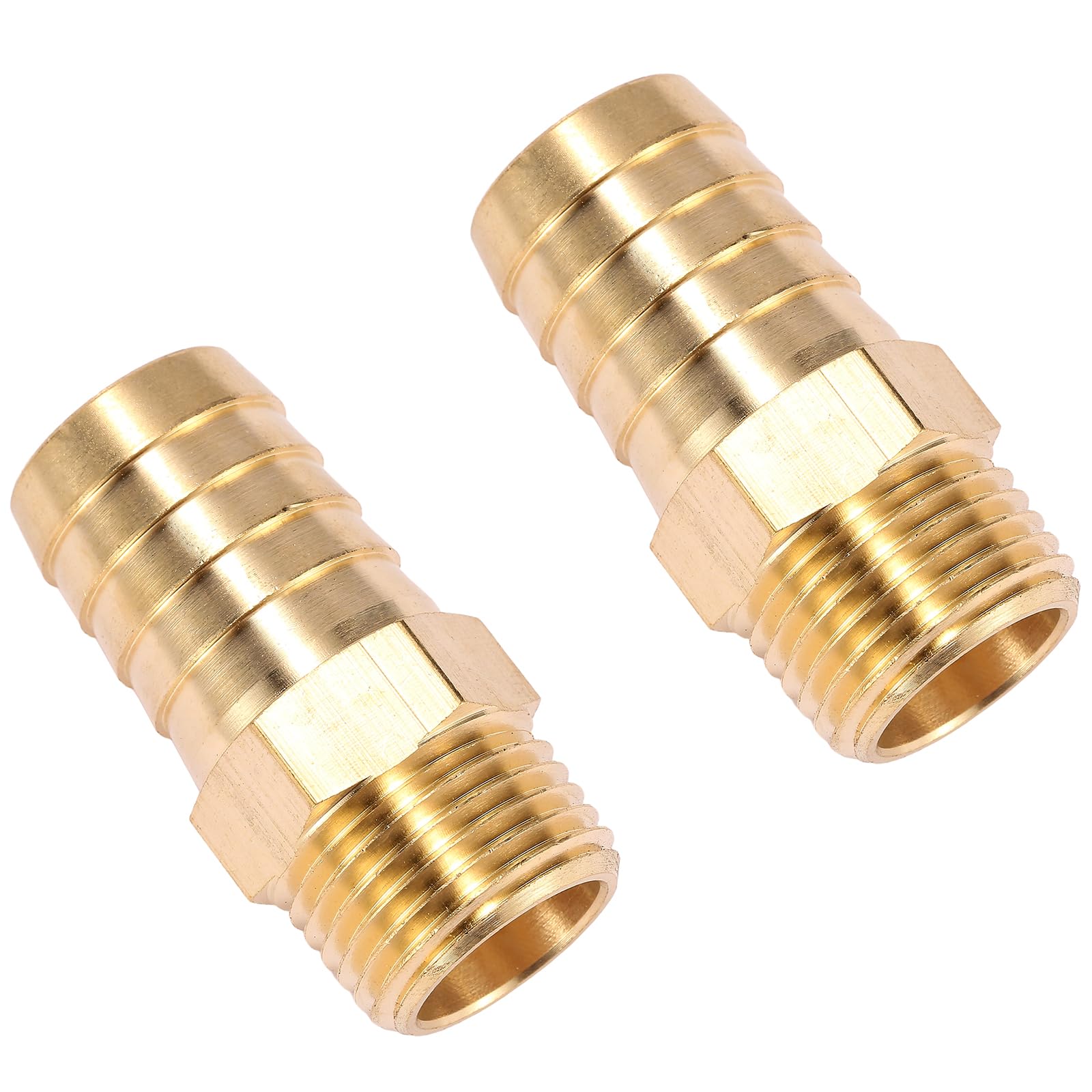 2 Pack Brass Hose Fitting, Adapter, 3/4" Barb x 1/2" NPT Male Pipe