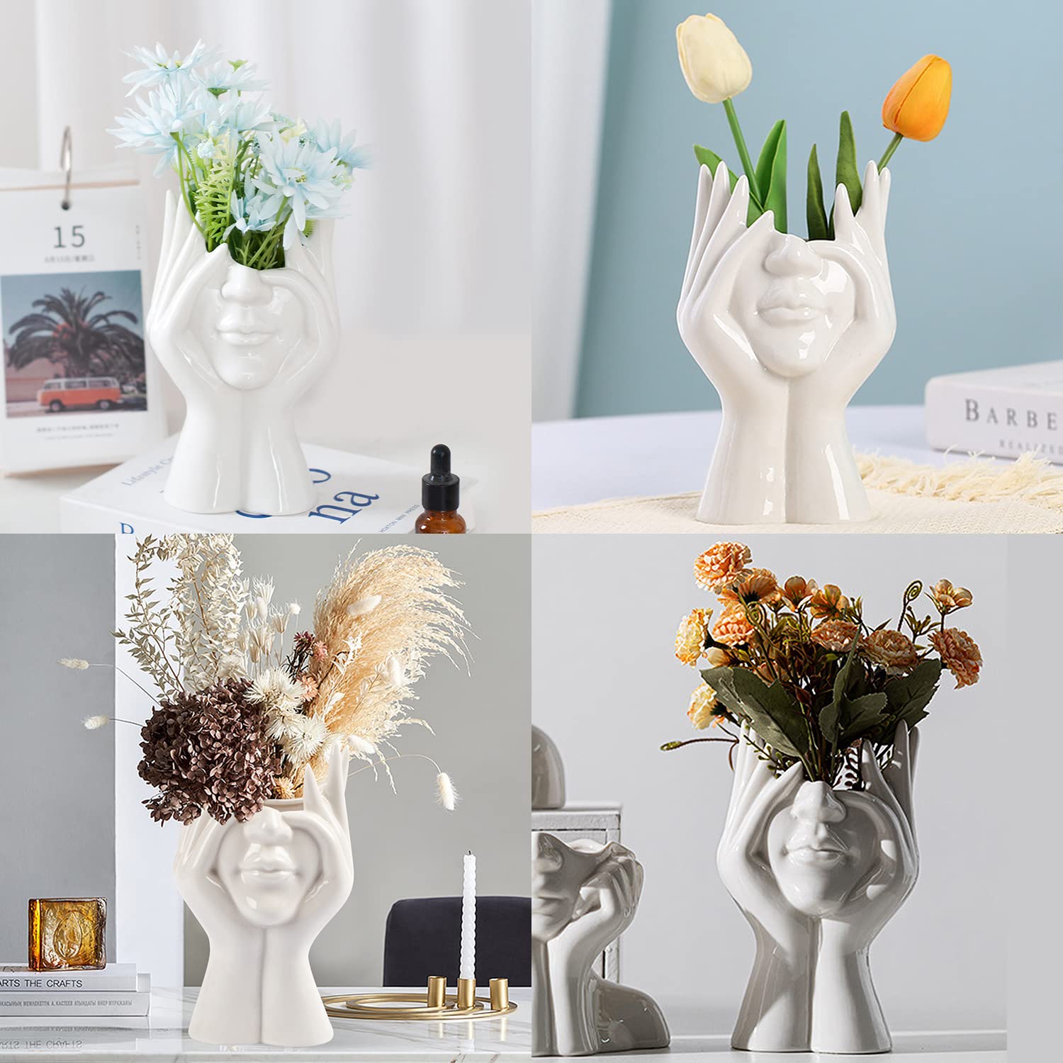 CEMABT White Ceramic Face Vase - Image 4