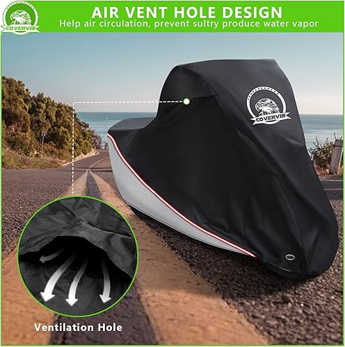 Miniatura 5 de COVERVIN Funda de motocicleta, funda de vehículo para bicicletas turísticas de hasta 91 pulgadas, helicópteros y cruceros, cubierta impermeable
