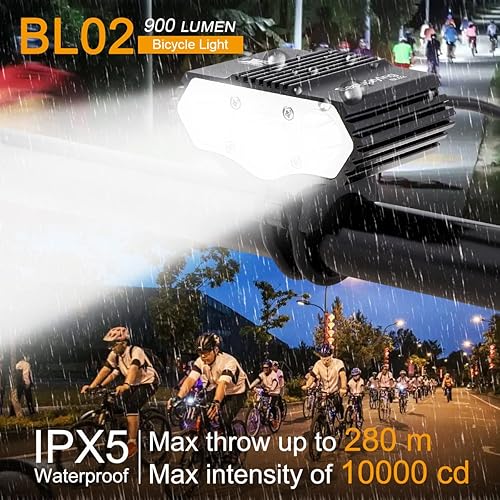 Miniatura 2 de Luz de bicicleta alimentada por USB, faro LED impermeable de 1800 lúmenes, 4 modos, lámpara delantera de ciclismo para bicicleta de montaña, niños y