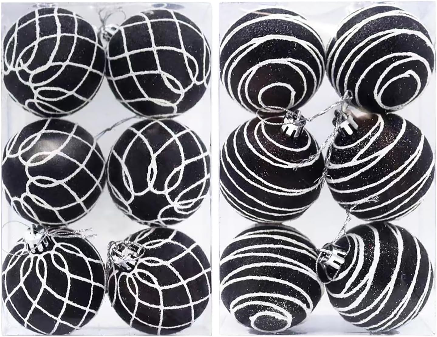 12Pcs Black Christmas Ball Ornaments for Christmas Decorations