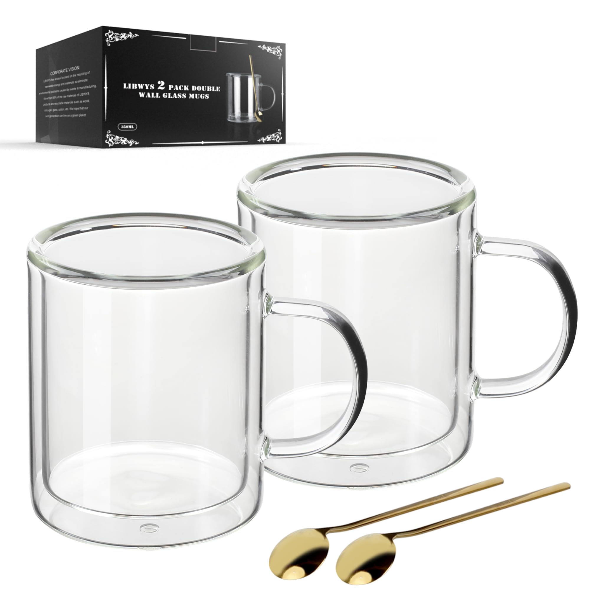 Doppelwandige Kaffeetassen Aus Glas, 350 Ml, Isolierte Thermo-Teetassen