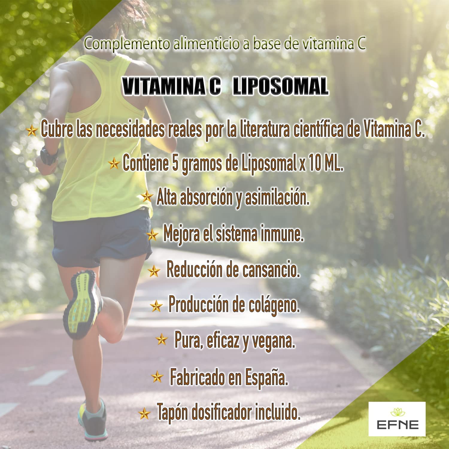 Vitamina C Liposomal 100% | Botella de 500 ML | 5 Gramos de LIPOSOMAL por 10 ML | Máxima absorción | Dosificación Potente | Suministro para más de 1 mes | EFNE |