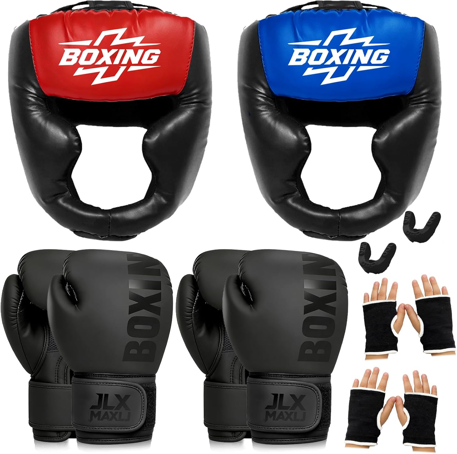 8pcs Sparring Head Guard with Gloves - Boxing Safety Headgear for MMA, Kickboxing, Muay Thai & Boxing