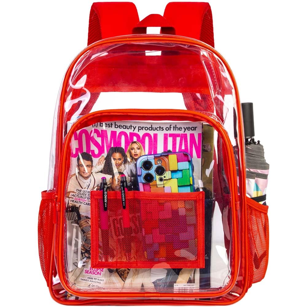 AGSDON Clear Backpack, Heavy Duty Transparent Bookbag, See Through PVC Backpacks for Women Men