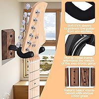 Vista 5 de MOREYES Guitar Wall Mount 4 Pack, Guitar Wall Hangers with Rotatable Soft Guitar Hook for All Size Guitars, Hardwood U-Shaped Guitar Holder for