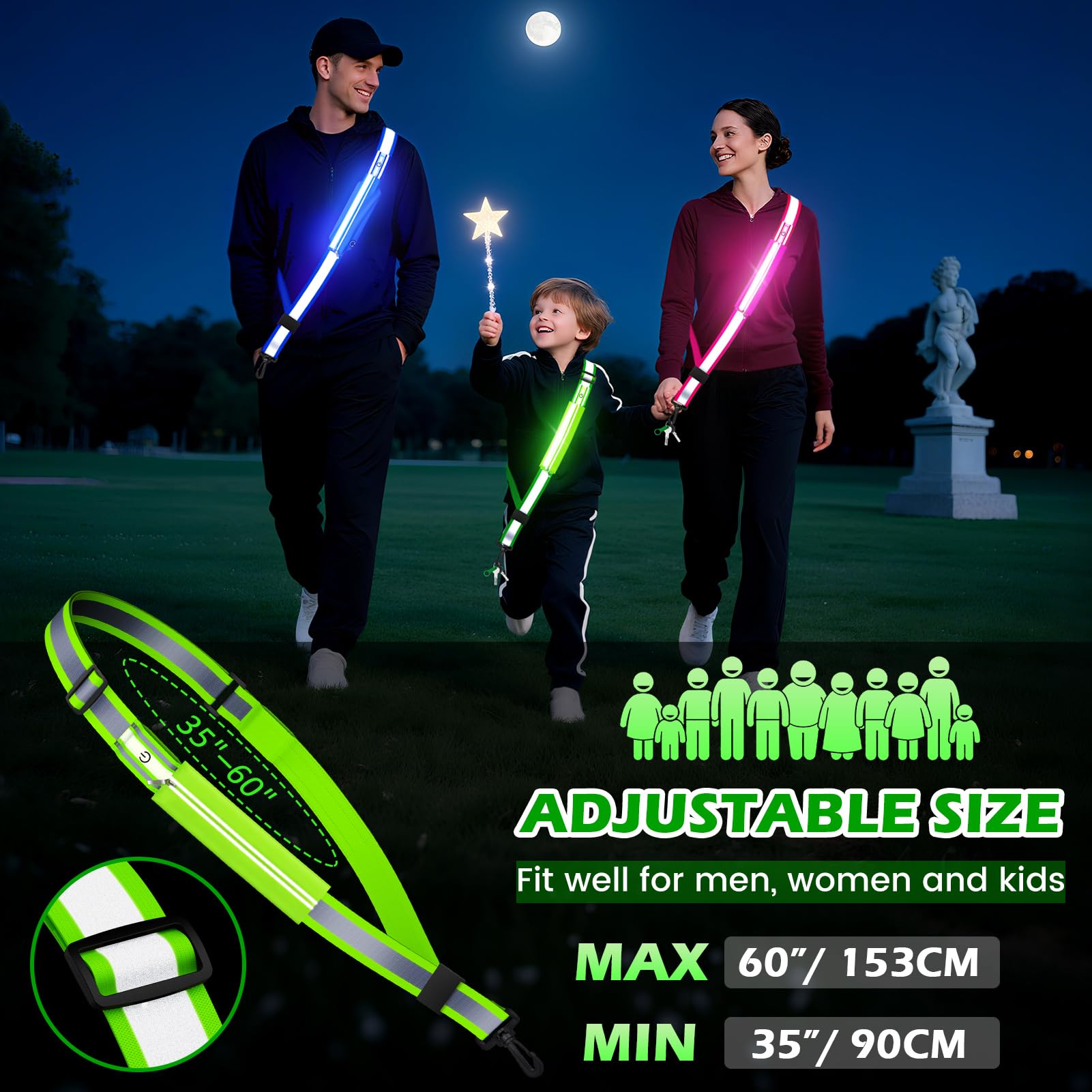 Cintura Riflettente a LED Ricaricabile Impermeabile con Tasca per Cellulare per Running
