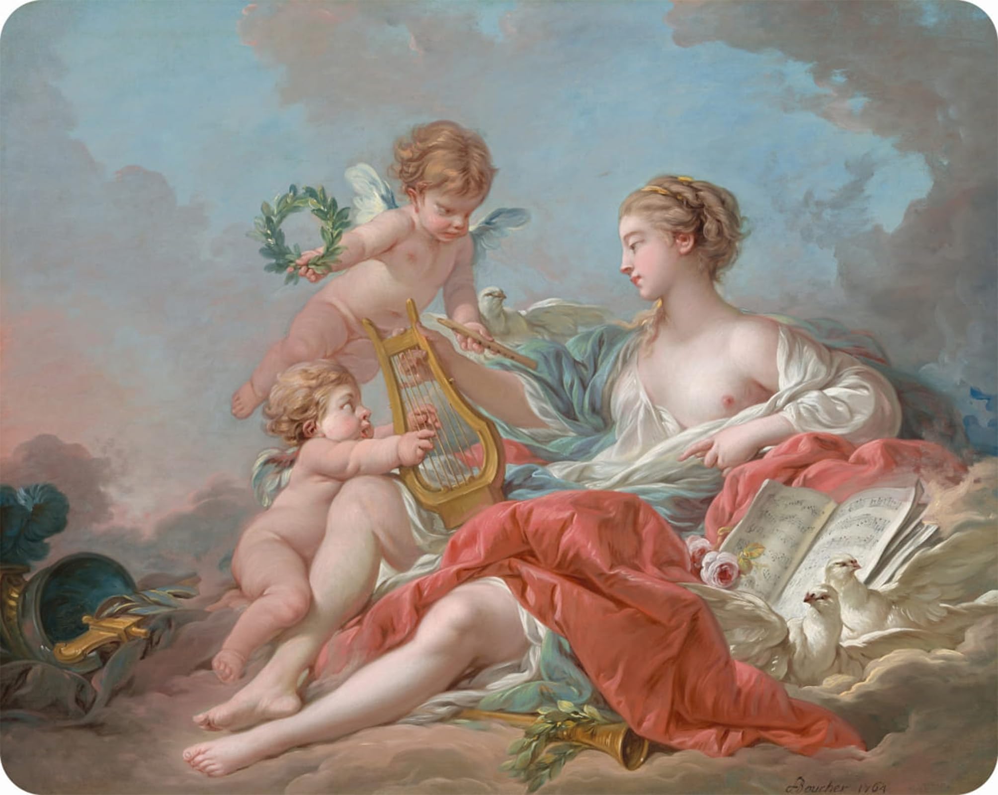 SERENDIPITP Abstract Painting Mural Print Picture Wall Decor Painting Allegory of Music by François Boucher Vintage Wall Artwork for Home Decor 60x90cm