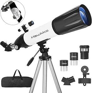 80mm Aperture Refractor Telescope - 600mm Portable Telescope For Beginners With Tripod, Phone Adapter & Carry Bag