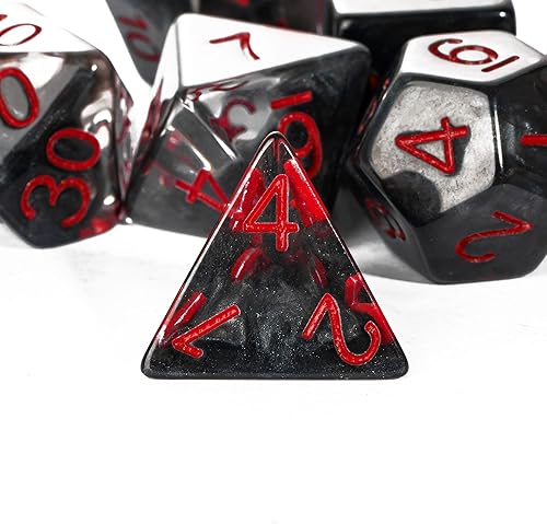 Miniatura 7 de HDdais Juego de dados poliédricos DND, 7 piezas RPG D&D para juegos de rol MTG Dungeons and Dragons y otros juegos de mesa (negro)