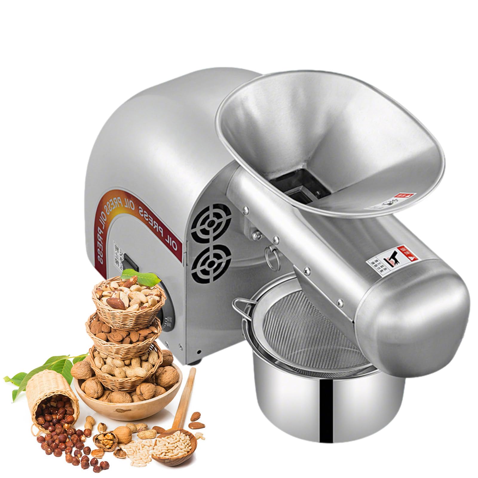 SENJINGHUA Oil Press Machine, 1800W Nut Oil Extractor with Temperature Control 122℉-572℉, Lower Noise Design, For Walnut, Olive, Sesame, Coconut, and Soybean Grey