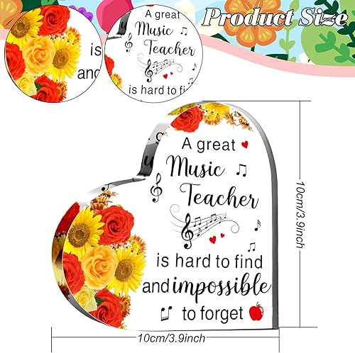 Miniatura 7 de Roowest Regalos de agradecimiento para profesores de música acrílica, recuerdo, pisapapeles, en forma de corazón, regalos de agradecimiento para