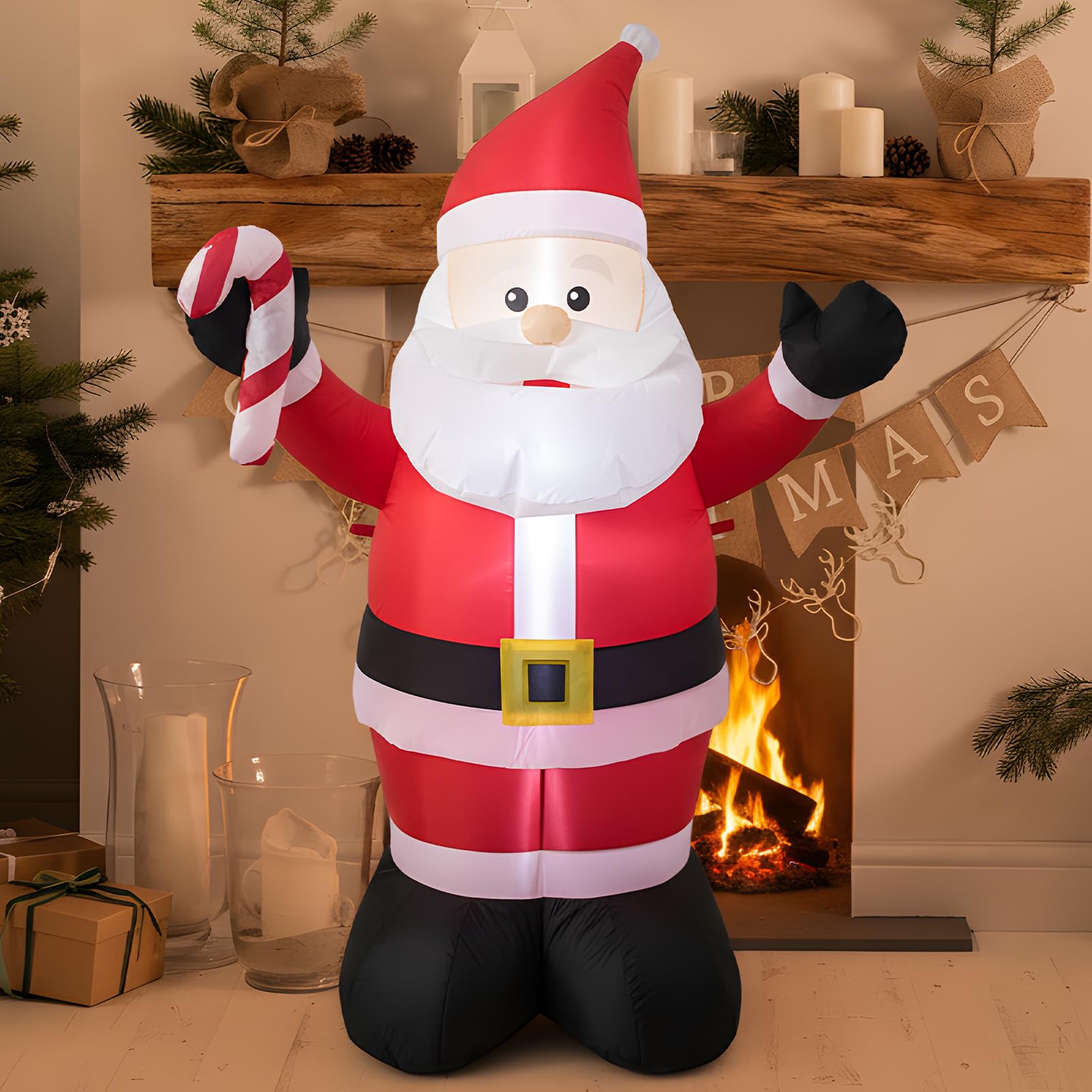 TRMESIA Decorazione natalizia gonfiabile di Babbo Natale da 1,2 m, con luci | Blow up Natale Babbo Natale Gonfiabes Build-in Luci LED per interni ed esterni Graden Prato Cortile Festa Decorazione Vacanze