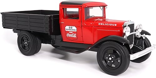 Miniatura 9 de 1931 Ford Model AA Pickup Truck Rojo y Negro Go Refreshed - Bebe Coca-Cola 1/24 Modelo de Coche Fundido a Presión por Motor City Classics