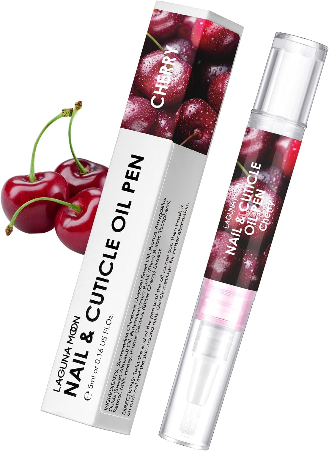 – Lagunamoon Cuticle Oil Pen for Nail Care, 5ml Nail Oil Pen with Natural Ingredients to Moisturize and Nourish Dry Nails and Cuticles, Cuticle Oil to Prevent Nail Cracking and Hangnails, Cherry