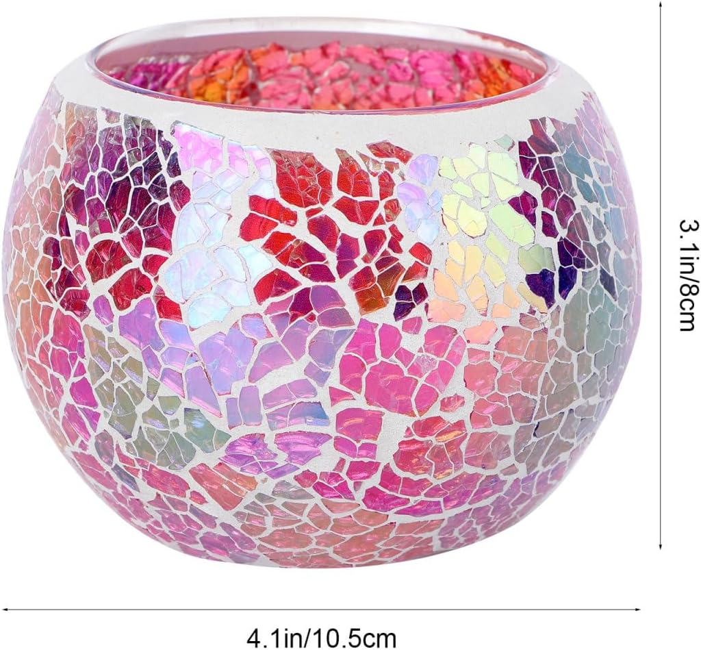 Wakauto European Style Glass Candlestick, Delicate Mosaic Cracked Votive Tea Light Candleholder Vintage Romantic Decorative for Home Decor Dinner Wedding Party Anniversary Table Centerpiece