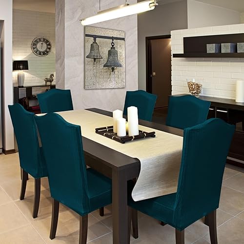 Miniatura 146 de Juego de 6 fundas elásticas para sillas de comedor, extraíbles y lavables, para sillas de comedor, hotel, ceremonia