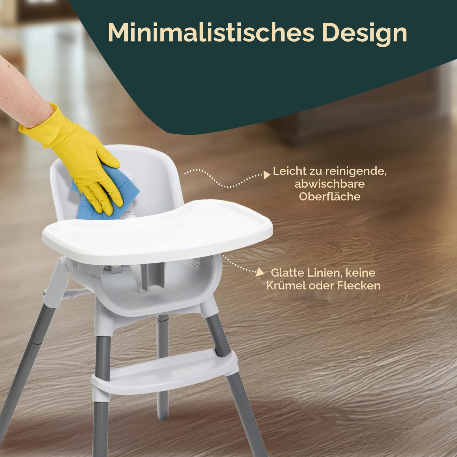 Chicco Zest Kinderhochstuhl für Babys ab 6 Monaten bis 40kg, Leichter Hochstuhl mit verstellbarer Höhe und abnehmbarem Tablett, 5-Punkt-Gürtel, wiegt nur 4,5 kg, Kompakt verstaubar, Modernes Design