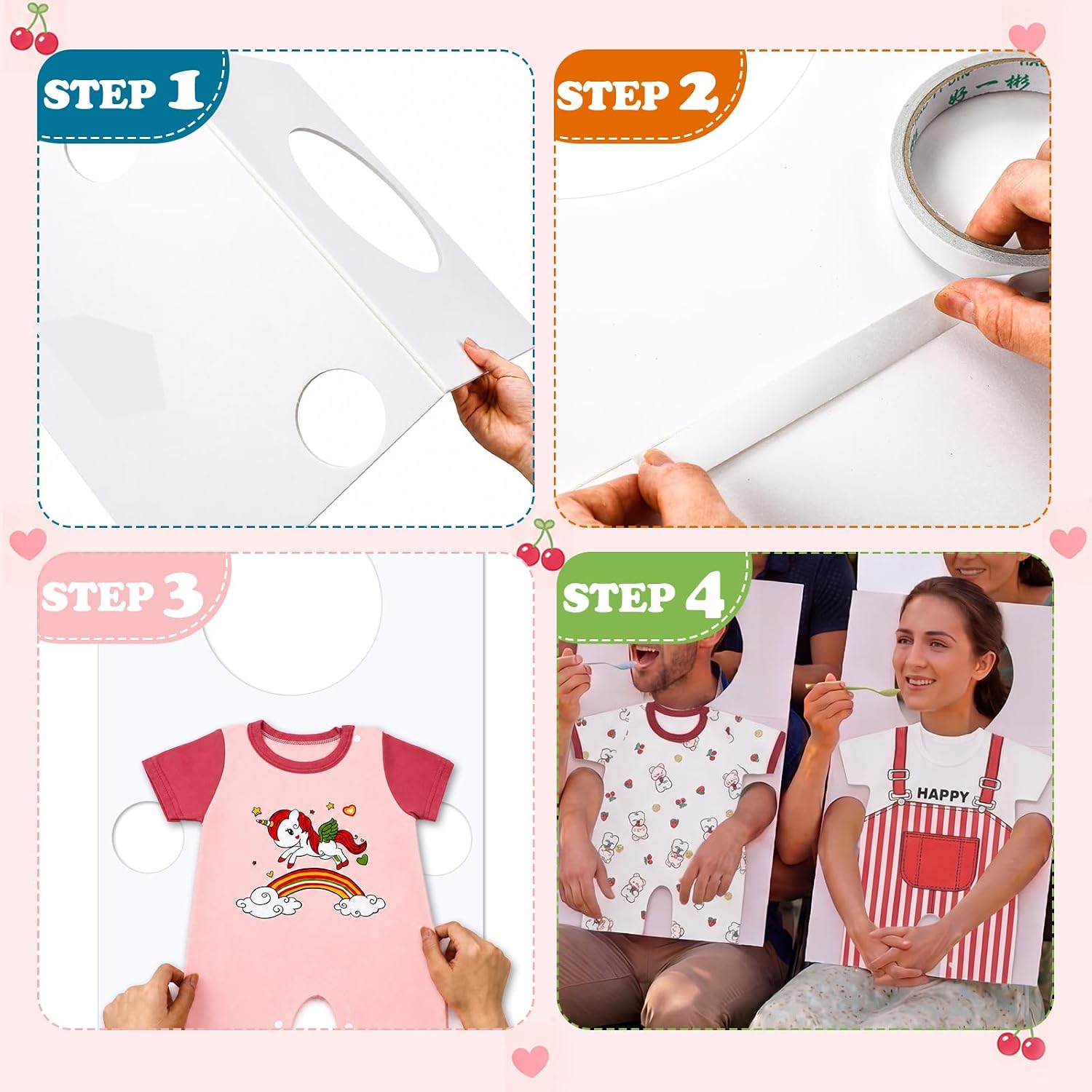 4 Sets Baby Shower Feeding Game Favors for Adult, Red and White image 3