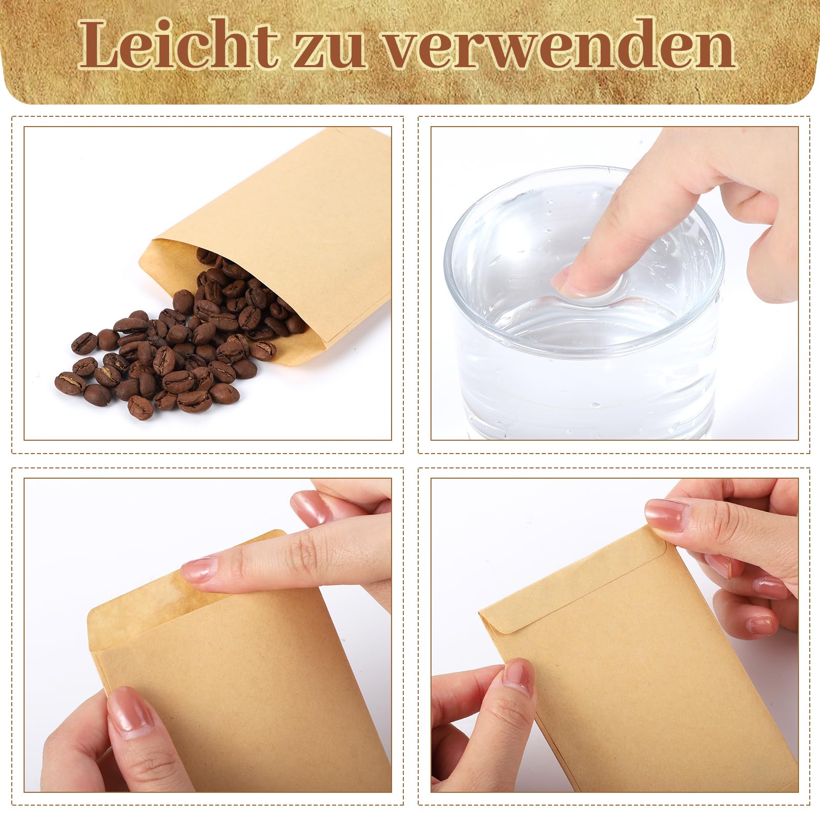 150 sztuk małych torebek papierowych, 8 x 12 cm, małe torebki papierowe do napełniania, do samodzielnego napełniania, mini torebki z papieru typu kraft, na nasiona, monety, biżuterię, prezenty