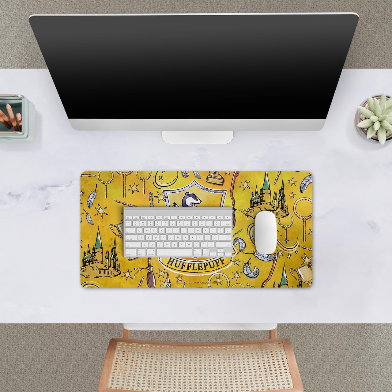 Head Case Designs Officially Licensed Harry Potter Hufflepuff Graphics 23.62 x 11.81 x 0.12 inches (600 x 300 mm) - L Gaming Office Desk PC Keyboard Mouse Mat Pad