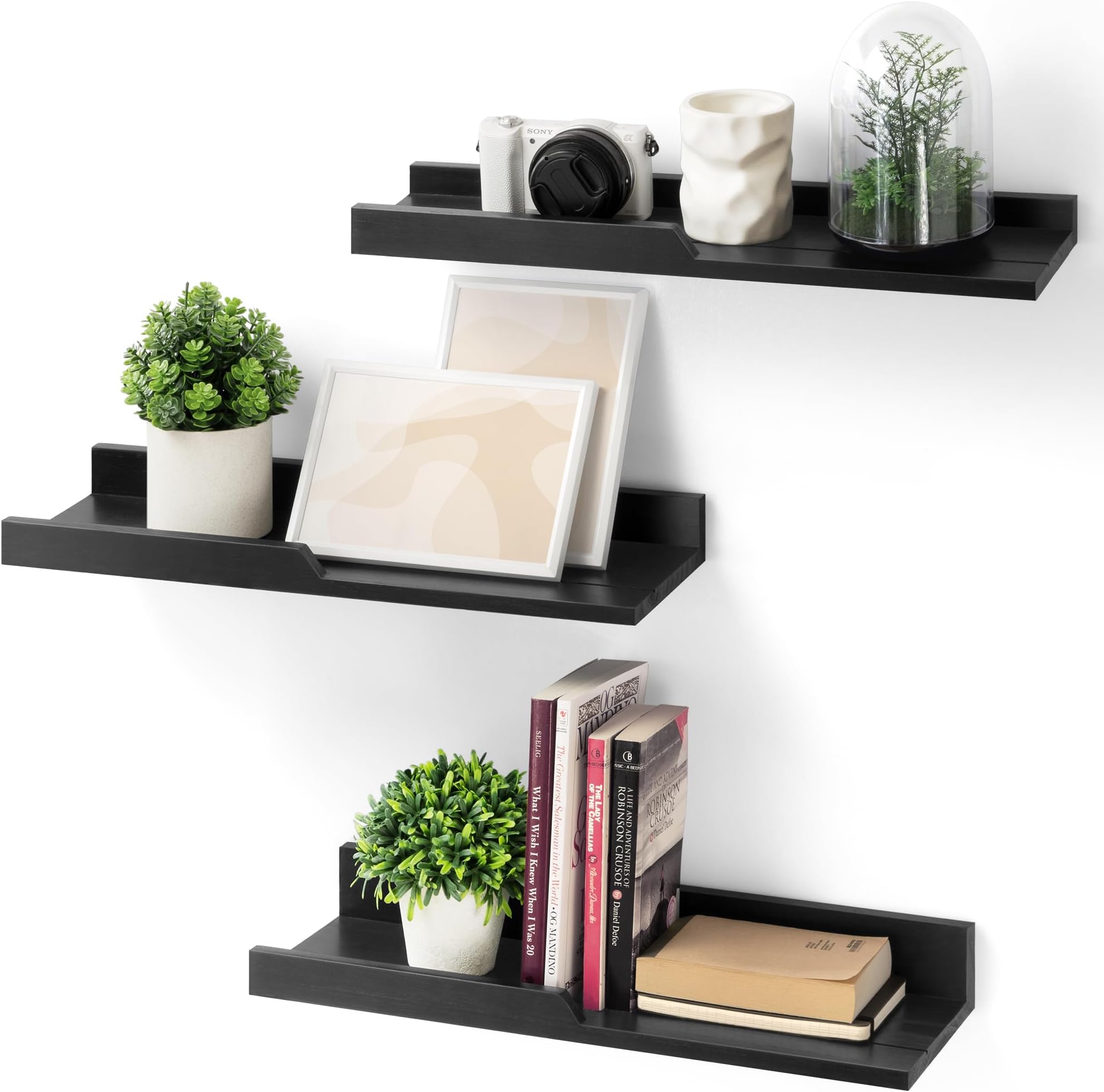 Amazon.com: ELUCHANG Floating Shelves Wall Mounted: Plastic No Drill ...