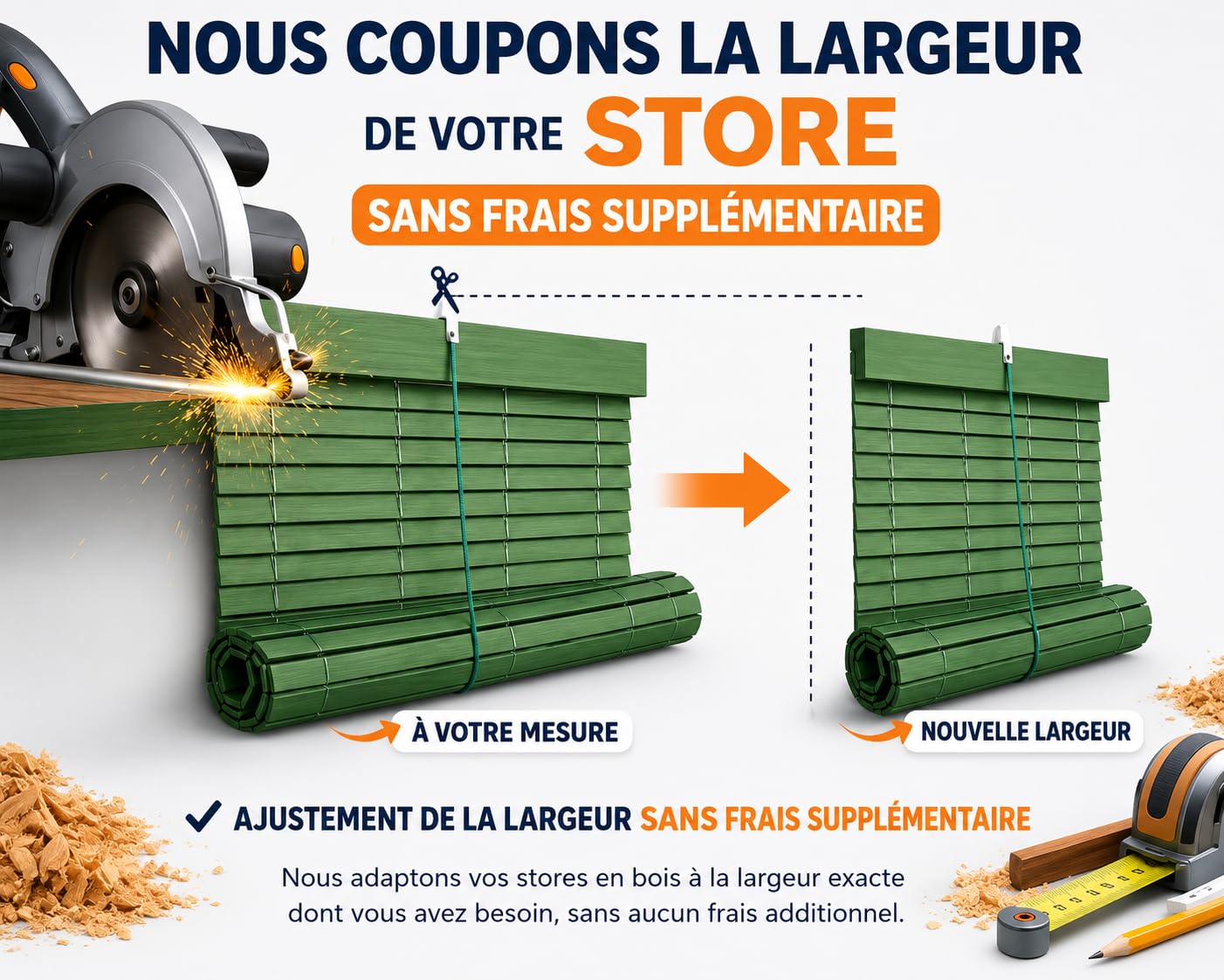 Stores enrouleurs en PVC Blanc sur Mesure – Portes et fenêtres – Installation Facile – PERTONI TENDE (Haut 100cm x 110cm Large)