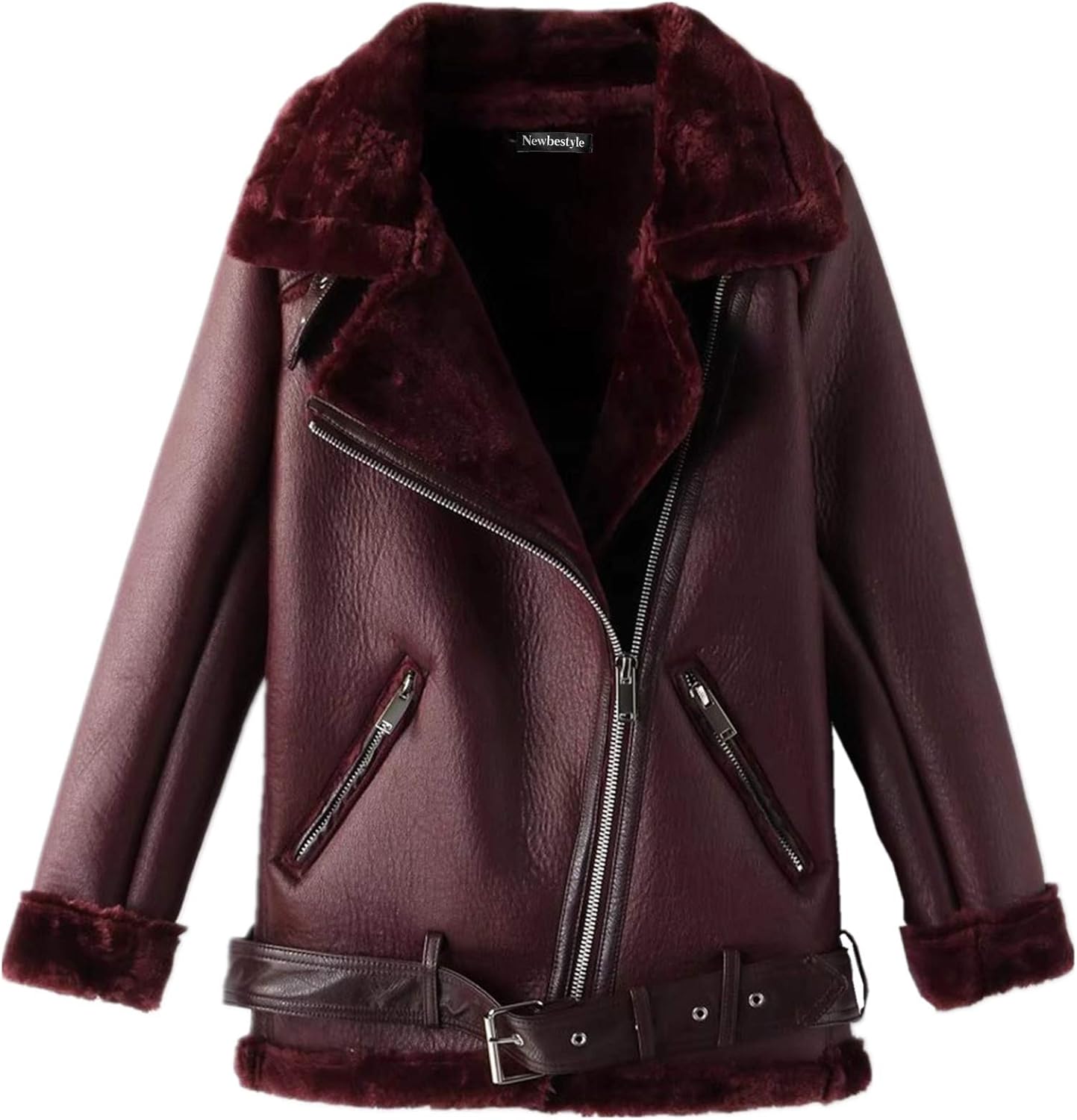 faux leather fur lined jacket